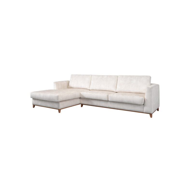 Sofá Moderno Branco com 2 Luagres e Chaise-Longue